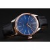 Rolex Cellini Blue Dial Gold Bezel Stainless Steel Case Black Leather Strap 622841