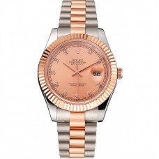 Rolex Datejust Rose Gold Dial And Bezel Stainless Steel Case Two Tone Bracelet