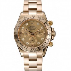 Rolex Cosmograph Daytona Brown Dial Diamond Numerals Gold Case And Bracelet 1454245