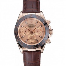 Rolex Cosmograph Daytona Brown Dial Rose Gold Case Brown Leather Bracelet 1454243