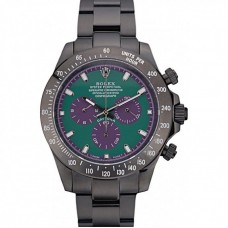 Rolex Daytona Black Ion Plated Tachymeter Black Stainless Steel Strap Green Dial 80246