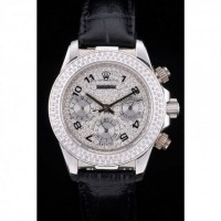 Rolex Daytona Lady Stainless Steel Case Crystal Studded Bezel Crystal Studded Dial