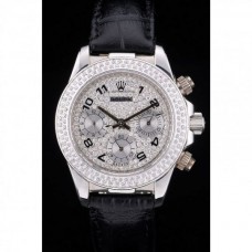 Rolex Daytona Lady Stainless Steel Case Crystal Studded Bezel Crystal Studded Dial