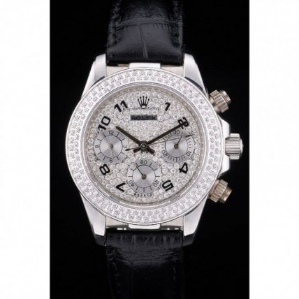 Rolex Daytona Lady Stainless Steel Case Crystal Studded Bezel Crystal Studded Dial