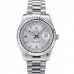 Rolex DayDate Stainless Steel Ribbed Bezel Silver Dial 41995