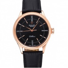 Rolex Cellini Time Rose Gold Case Black Dial Black Leather Bracelet 622656 Rolex Cellini Time Rose Gold Case Black Dial Black Leather Bracelet 622656