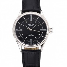Rolex Cellini Time Silver Case Black Dial Black Leather Bracelet 622654 Rolex Cellini Time Silver Case Black Dial Black Leather Bracelet 622654