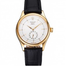 Rolex Cellini White Dial Gold Case Black Leather Strap Rolex Cellini White Dial Gold Case Black Leather Strap