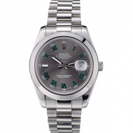 Rolex DateJust Polished Stainless Steel Bezel Grey Dial 42000