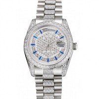 Rolex Day-Date Diamond Pave Dial And Bezel And Stainless Steel Bracelet