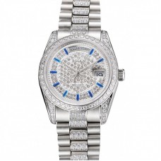 Rolex Day-Date Diamond Pave Dial And Bezel And Stainless Steel Bracelet Rolex Day-Date Diamond Pave Dial And Bezel And Stainless Steel Bracelet