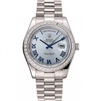 Rolex Day-Date Ice Blue Dial Diamond Case Stainless Steel Bracelet 1453962
