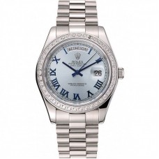 Rolex Day-Date Ice Blue Dial Diamond Case Stainless Steel Bracelet 1453962