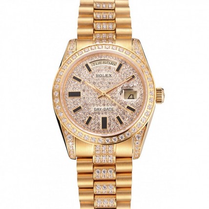 Rolex Day-Date Yellow Gold Diamond Pave