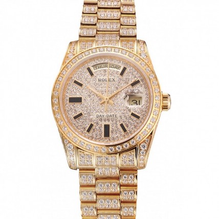 Rolex Day-Date Yellow Gold Full Diamond Pave