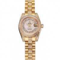 Rolex DayJust Diamond Pave White Dial Gold Diamond Bracelet 1453957