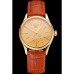 Rolex Cellini Gold Dial Gold Case Light Brown Leather Strap
