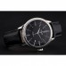 Rolex Cellini Time Silver Case Black Dial Black Leather Bracelet  622654