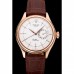 Rolex Cellini White Rose Dial Gold Case Brown Leather Bracelet 622725