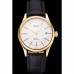 Rolex Cellini Date White Dial Gold Case Black Leather Strap