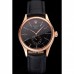 Rolex Cellini Black Dial Rose Gold Case Black Leather Strap