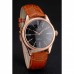 Rolex Cellini Black Dial Roman Numerals Rose Gold Case Light Brown Leather Strap