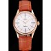 Rolex Cellini White Dial Roman Numerals Rose Gold Case Light Brown Leather Strap