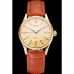 Rolex Cellini Date Gold Guilloche Dial Gold Case Light Brown Leather Strap