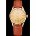 Rolex Cellini Gold Dial Roman Numerals Gold Case Light Brown Leather Strap