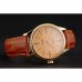 Rolex Cellini Gold Dial Roman Numerals Gold Case Light Brown Leather Strap