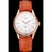 Rolex Cellini White Dial Rose Gold Case Brown Leather Strap