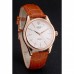 Rolex Cellini White Dial Rose Gold Case Brown Leather Strap