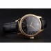 Rolex Cellini Black Dial Gold Markings Gold Case Black Leather Strap