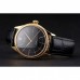 Rolex Cellini Black Dial Gold Markings Gold Case Black Leather Strap