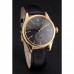 Rolex Cellini Black Dial Gold Case Black Leather Strap