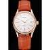 Rolex Cellini Date White Dial Rose Gold Case Brown Leather Strap