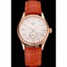 Rolex Cellini White Dial Rose Gold Case Light Brown Leather Strap