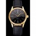 Rolex Cellini Black Dial Roman Numerals Gold Case Black Leather Strap