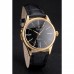 Rolex Cellini Black Dial Roman Numerals Gold Case Black Leather Strap