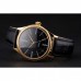 Rolex Cellini Black Dial Roman Numerals Gold Case Black Leather Strap