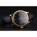 Rolex Cellini Black Dial Roman Numerals Gold Case Black Leather Strap