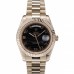 Rolex Day-Date Gold Stainless Steel Ribbed Bezel Black Dial 41998