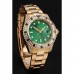 Rolex GMT Master II Green Dial Stone Set Bezel Gold Case And Bracelet 1453748