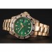 Rolex GMT Master II Green Dial Stone Set Bezel Gold Case And Bracelet 1453748